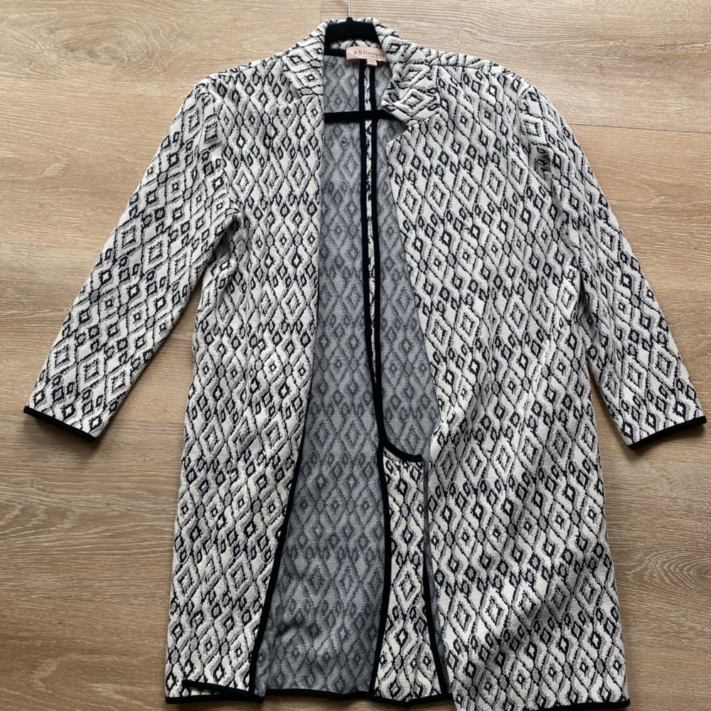 Philosophy Black and White Geometric Blazer